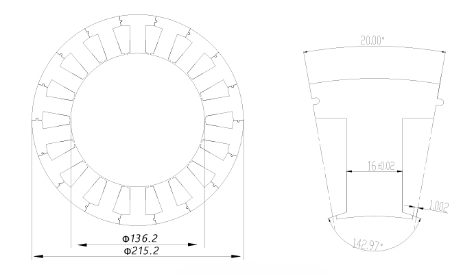 THE PICTURE SHOWS THE DIMENSIONAL STATOR