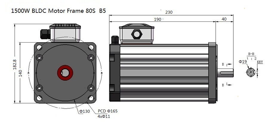 1500W 3000RPM BLDC Motor Frame 80S B5
