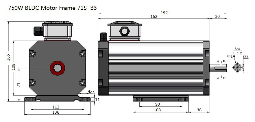 750Moteur W BLDC Châssis 71S B3