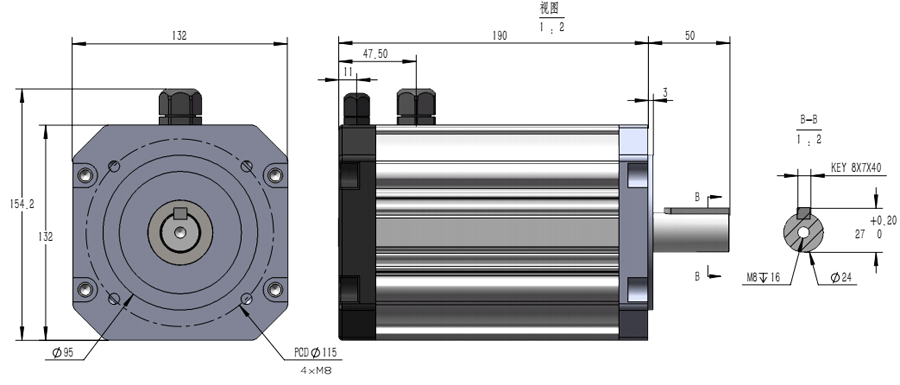 The Drawing of 90S B14 Frame Size Motor