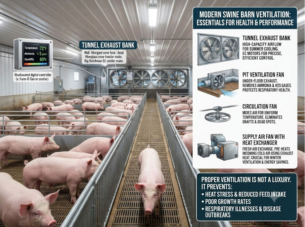 Types of EC fans used in modern pig barns