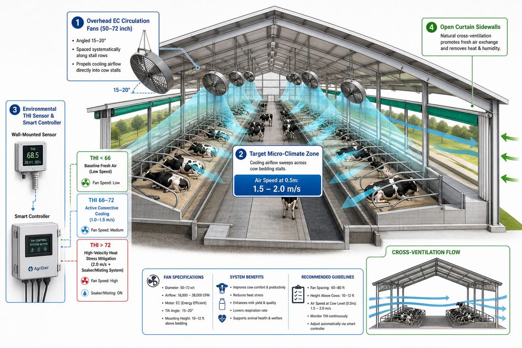 Comprehensive dairy barn ventilation engineering layout